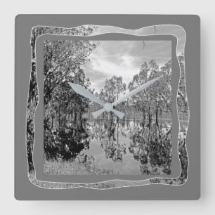River Murray Schwarz-weiß Foto Gum Treflection Quadratische Wanduhr