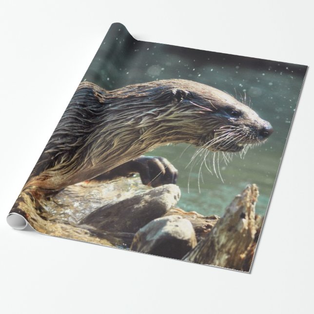 River Otter Animal-Lover's Wildlife Foto Geschenkpapier (Ungerollt)
