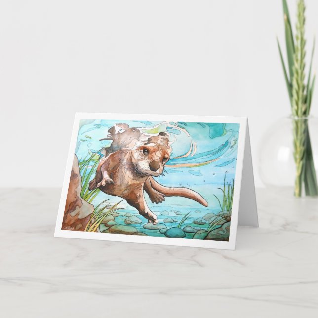 River Otter Art Card - Leere Karte (Vorderseite)