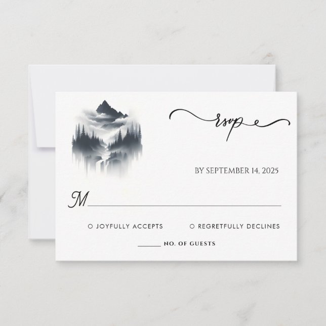 River Rain Cloud Nature Smoky Mountain Wedding RSVP Karte (Vorderseite)