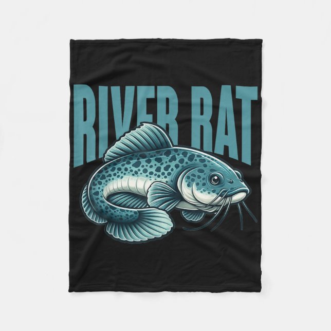 River Rat Catfish Fishing Fish Fisherman  Fleecedecke (Vorderseite)