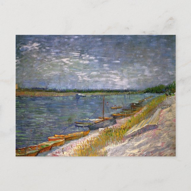 River & Rowing Boats Van Gogh Fine Art & Art Postkarte (Vorderseite)