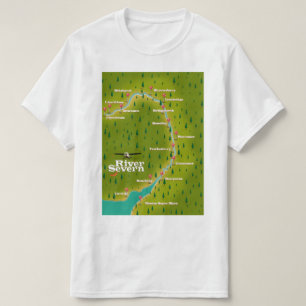 River Severn Wales England Reise Karte T-Shirt