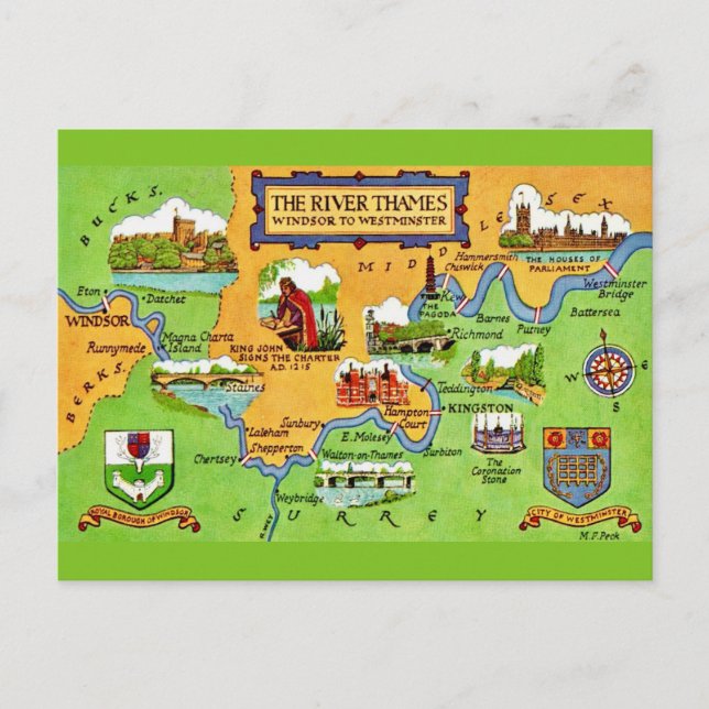 River Thames Vintage-Postkarte Postkarte (Vorderseite)