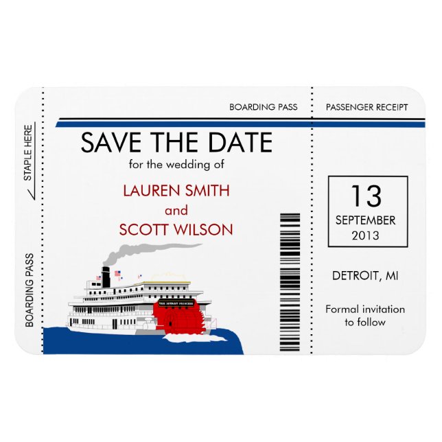 Riverboat Boarding Pass die Datumsmagnete ab Magnet (Horizontal)
