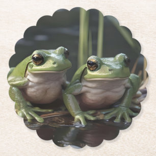 Riverbound Wonders: Zwei plump Green Frogs By Rive Untersetzer