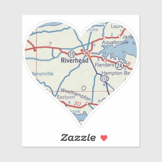 Riverhead NY Classic Map Aufkleber (Blatt)