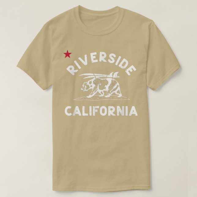 Riverside Beach California Flag Bear Surf CA Vinta T-Shirt (Design vorne)