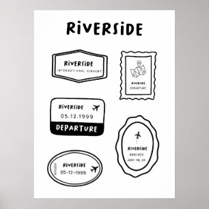 Riverside - Briefmarke für Reisen   Minimalistisch Poster