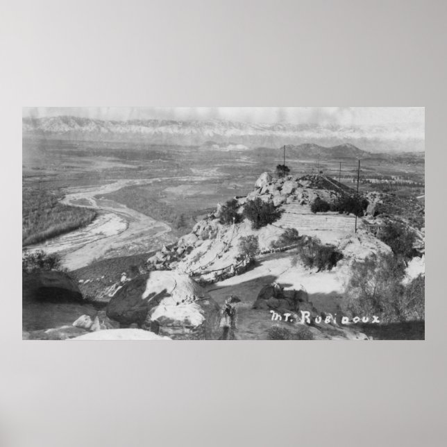 Riverside, CA Berg Rubidoux Luftansicht Poster (Vorne)