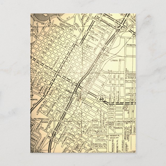 Riverside, CA Vintage Karte (Vorderseite)