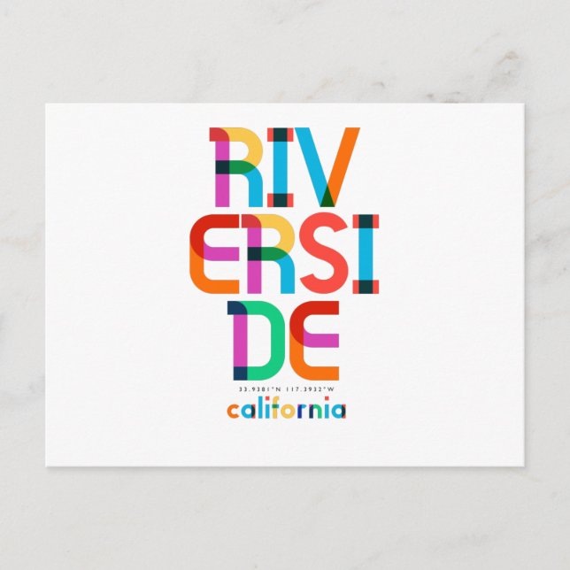 Riverside California Mitte Jahrhundert, Pop Art, Postkarte (Vorderseite)