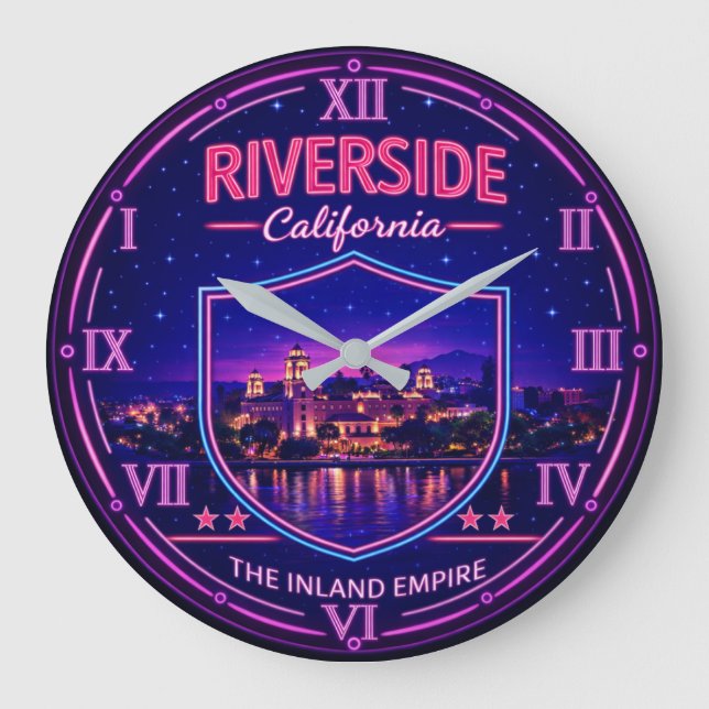 Riverside California Skyline  Große Wanduhr (Vorderseite)