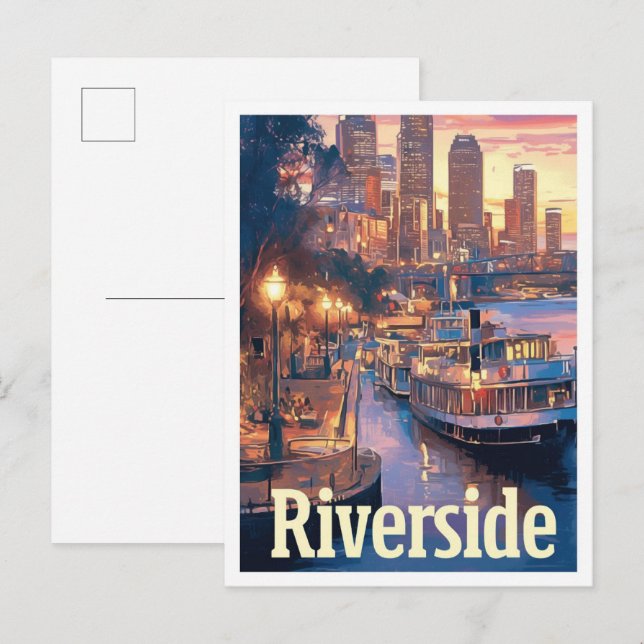 Riverside California USA Art Vintage Travel Postkarte (Vorne/Hinten)
