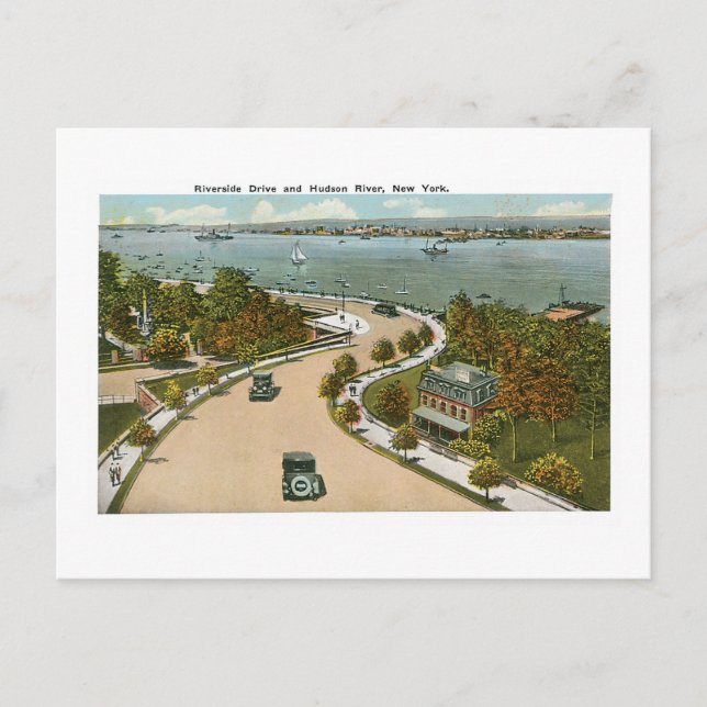 Riverside Drive, Hudson River, NY Postkarte (Vorderseite)