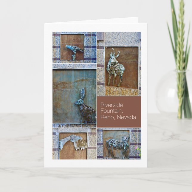 Riverside Fountain Figures Foto Collage Reno, NV Karte (Vorderseite)