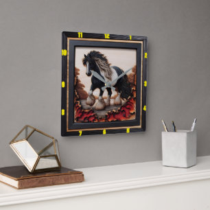 Riverside Grace: Charred Wood Sinti und Roma Vanne Quadratische Wanduhr