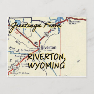 Riverton Wyoming Vintag Map Postkarte