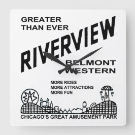 Riverview Amusement Park, Chicago, IL 1904-1967 Quadratische Wanduhr