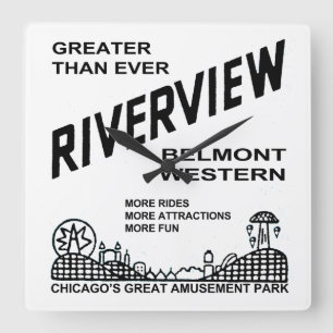 Riverview Amusement Park, Chicago, IL 1904-1967 Quadratische Wanduhr