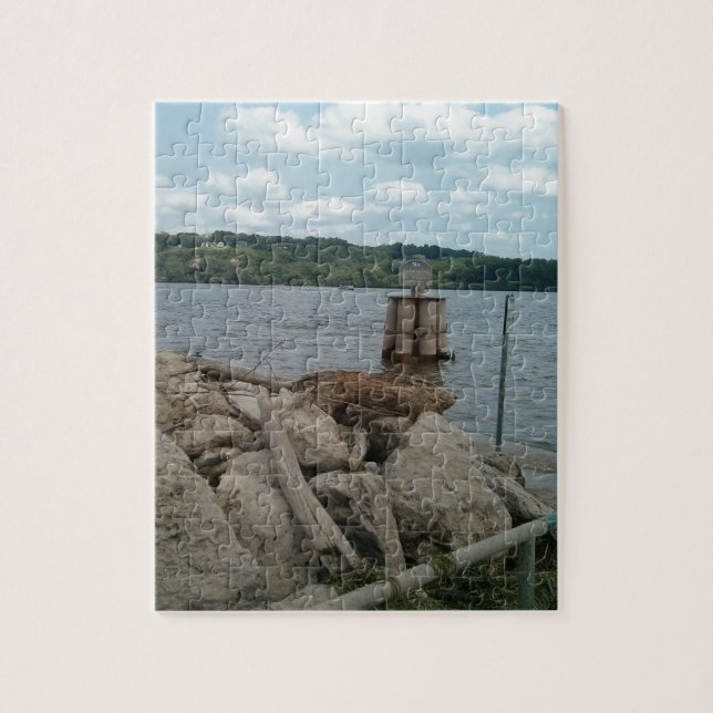 Riverwalk Dubuque Iowa Fluss Mississipi Puzzle (Vertikal)