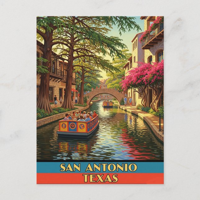 Riverwalk San Antonio Texas Travel Postkarte (Vorderseite)