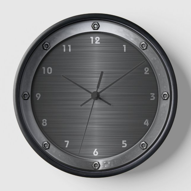 Riveted Metal Wall Clock Uhr (Vorderseite)