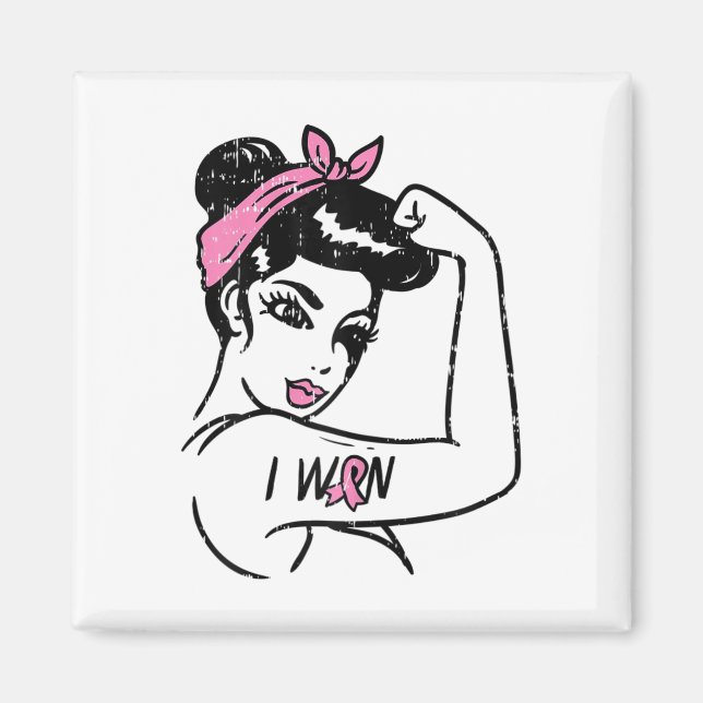 Riveter I Won Awareness Breast Cancer Survivor Wom Magnet (Vorne)