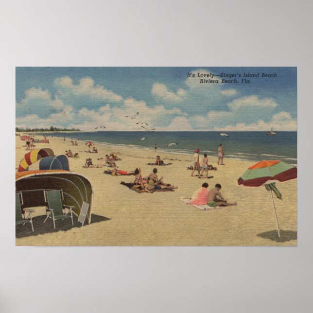 Riviera Beach, Florida - Sonnenbäder am Strand Poster (Vorne)