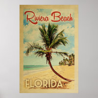 Riviera Beach Palm Tree Vintage Reisen