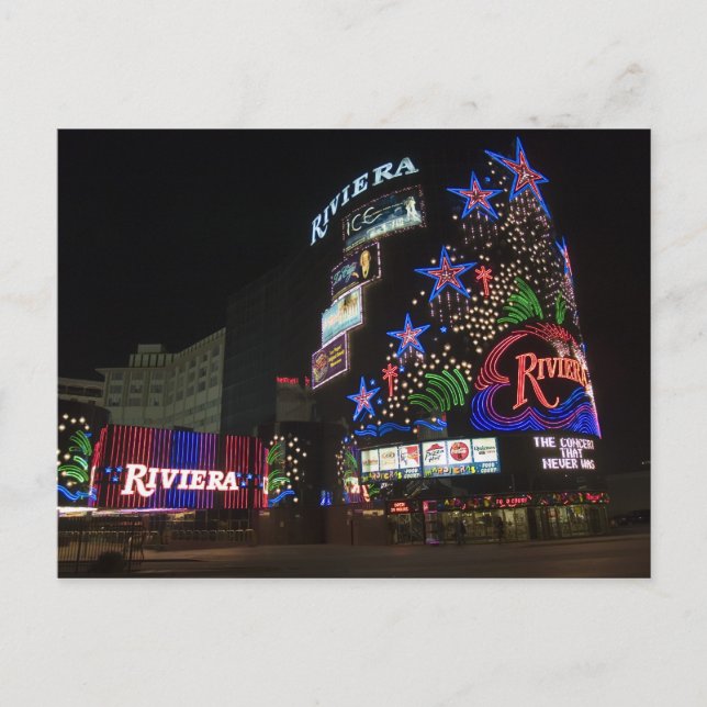 Riviera Las Vegas at Night Picture Postkarten (Vorderseite)