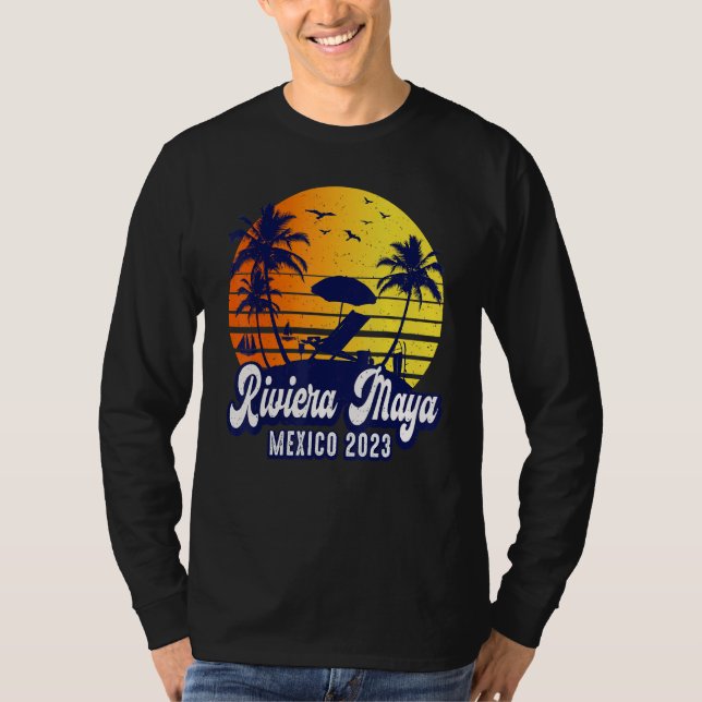 Riviera Maya 2023 Mexico Sunset Beach Retro T-Shirt (Vorderseite)