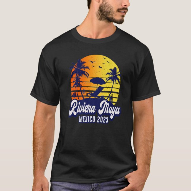 Riviera Maya 2023 Mexiko Sunset Beach Retro Premiu T-Shirt (Vorderseite)
