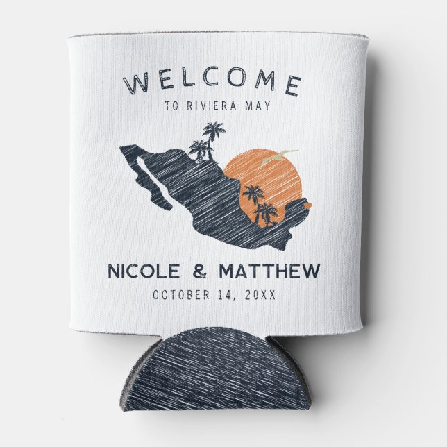 Riviera Maya Mexico Navy Karte Hochzeit Willkommen Dosenkühler (Vorderseite)