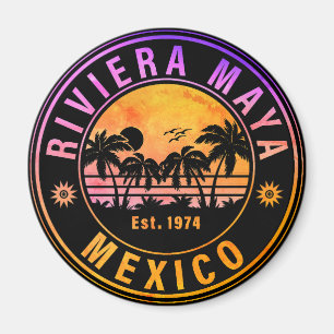 Riviera Maya Mexico Palm Tree Vintage Travel 60er Magnet