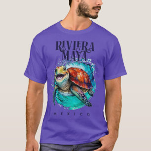 Riviera Maya Mexico Wasserfarbenfrohe Meeresschild T-Shirt