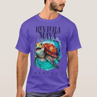 Riviera Maya Mexico Wasserfarbenfrohe Meeresschild T-Shirt