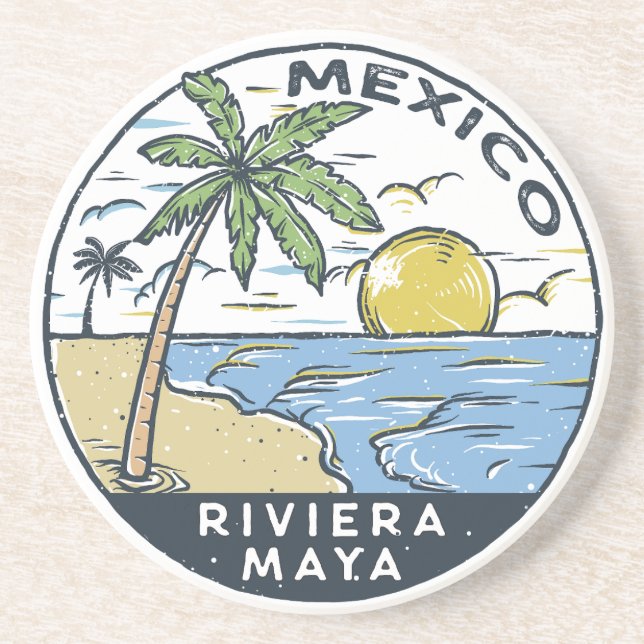 Riviera Maya Mexiko Vintag Getränkeuntersetzer (Vorne)