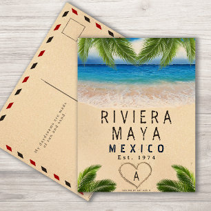 Riviera Maya Palm Blätter Retro 80er Mexican Playa Postkarte