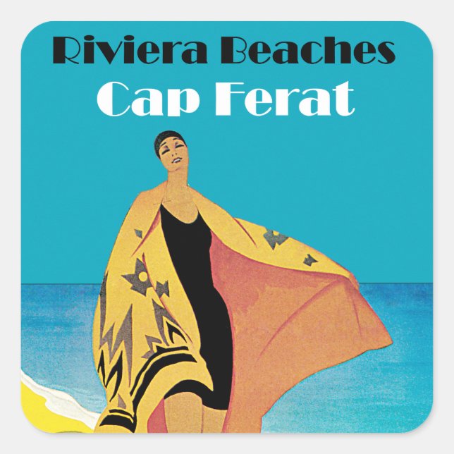 Riviera Strände ~ Cap Ferat Quadratischer Aufkleber (Vorderseite)