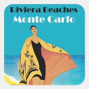 Rivierastrände ~ Monte Carlo Quadratischer Aufkleber