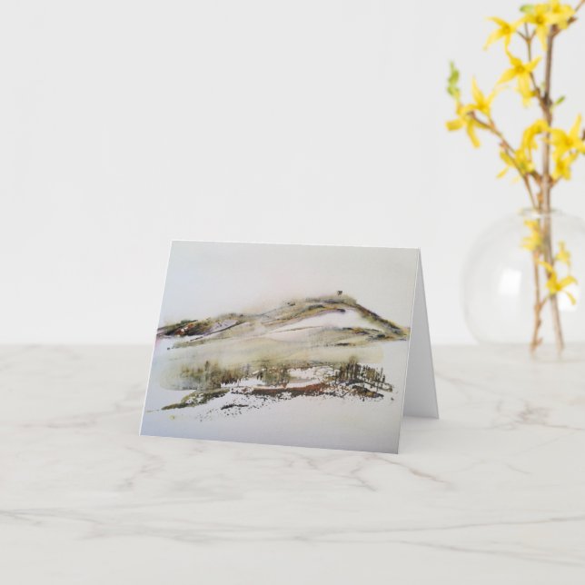 Rivington pike Horwich Watercolor Karte (Gelbe Blume)