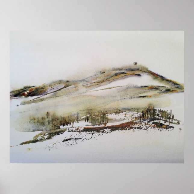 Rivington pike Horwich Watercolor Poster (Vorne)
