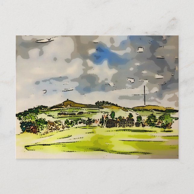Rivington Winter Hill Landschaft Postkarte (Vorderseite)