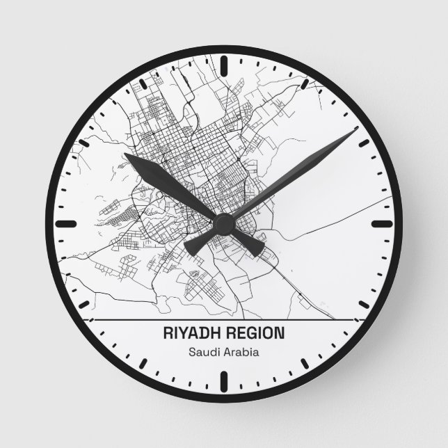 Riyadh Clock City Line Art Runde Wanduhr (Vorderseite)