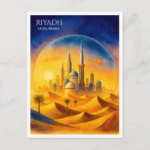Riyadh Saudi-Arabien Aquarell-Silhouette Feiertagspostkarte