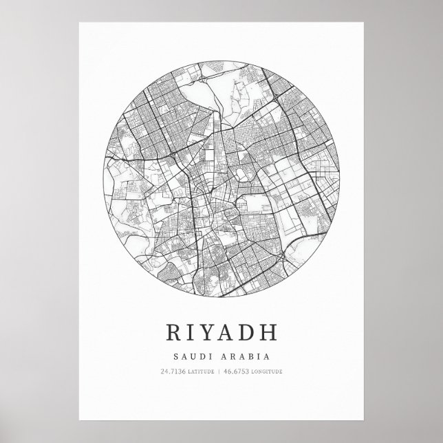 Riyadh Saudi Arabien Stadtkarte Poster (Vorne)