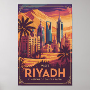 Riyadh Saudi-Arabien Wüstenillustration Reise Kuns Poster