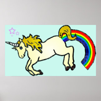 Riyah-Li Designs Regenbogen Kackend Einhorn Poster