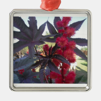 Rizinuspflanze-Weihnachtsverzierung Silbernes Ornament